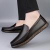 Men's Large Size Genuine Leather Casual Shoes - Non-Slip Thick Sole, Wear-Resistant, Ideal for Middle-Aged Wearers.