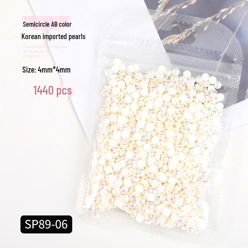 Korean Iridescent AB Pearl Nail Art Stickers - Various Sizes & Shapes