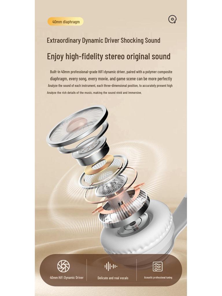 Trendy Over-Ear Bluetooth Headphones with Heavy Bass for Sports & E-sports