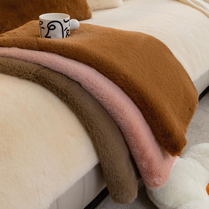 Cat Petting Sense Mink Fur Winter Plush Sofa Cushion High-End Entry Lux Non-Slip Seat Cushions New Cover Cloth