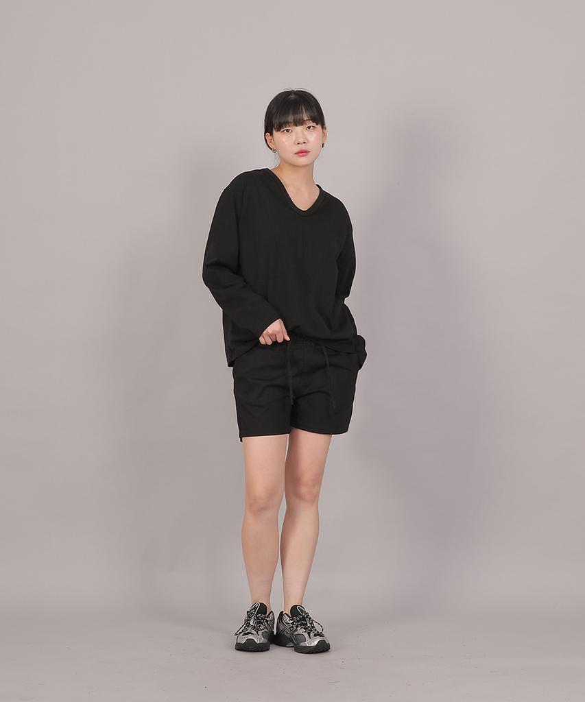 SAINTCREW Cotton Elastic Waist Shorts Cbs-387 Black