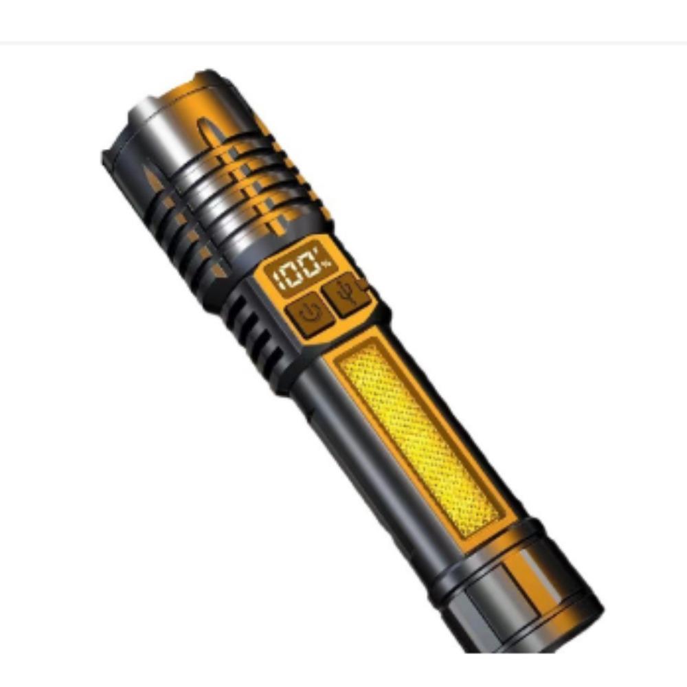High Power Led Flashlight Rechargeable Tactical Torch Built-In Battery Hand Lamp Long Shot For Camping USB charging side light red blue warning light