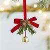 Christmas Jingle Bells Door Hanger Ornament Velvet Bow Pine Cone Bell Pendants for Christmas Decoration 2025 Christmas Gift