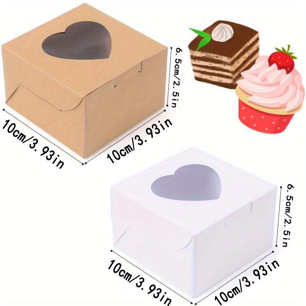 20 ks bílá a hnědá krabička s okénkem srdce 10 * 10 * 6,5 cm / 3,93 * 3,93 * 2,55 palce Dárková krabička pro narozeninovou svatební párty Vánoce