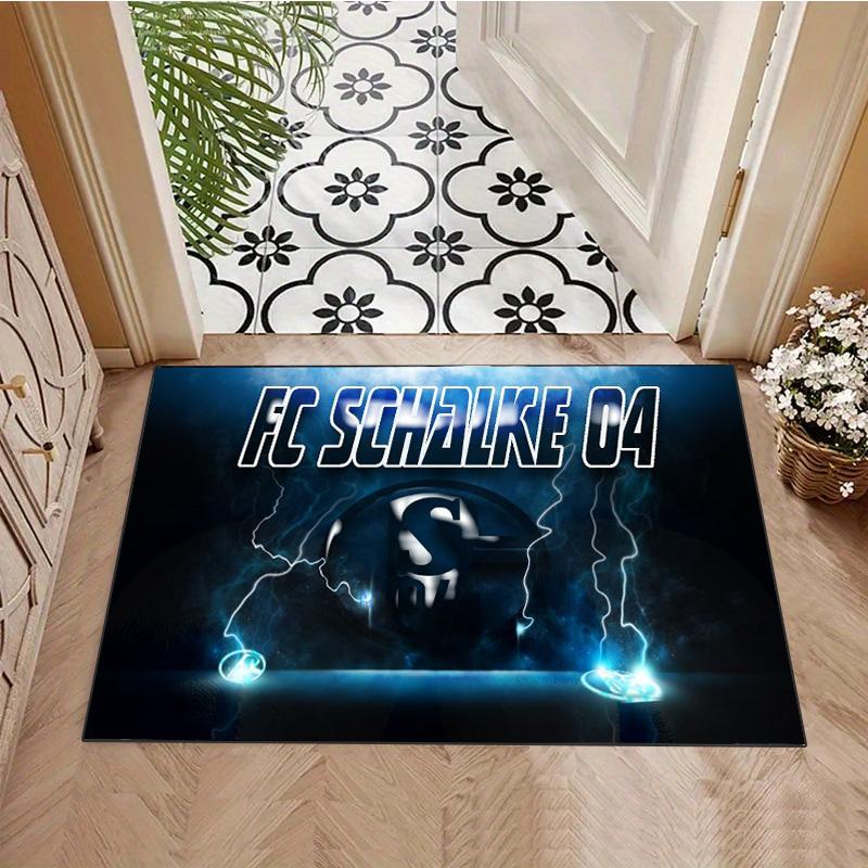 FC Schalke 04 Fußball Logo Teppich, Blaues Blitzgewitter Muster Bodenmatte, Rutschfester Teppich Heimdekoration