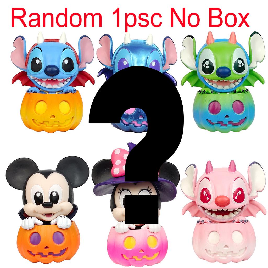 Stitch Blind Box Mickey Mouse And Stitch Friends Pumpkin Series Figure Halloween Dress Up Doll Decorate Toy Birthday Gift