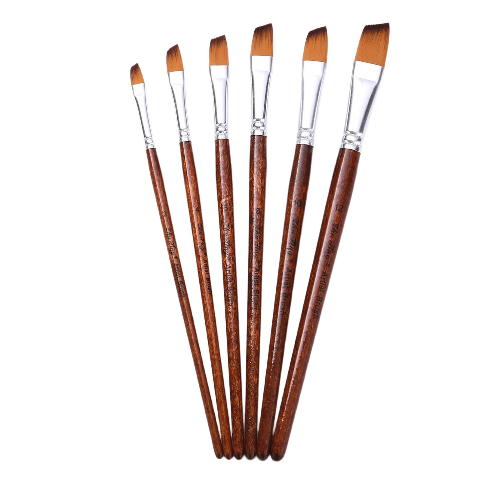 

6 шт. Професійна кисть для малювання з нейлонової щетини для художників-початківців, олія, акрил, акварель, скеля, полотно, живопис D