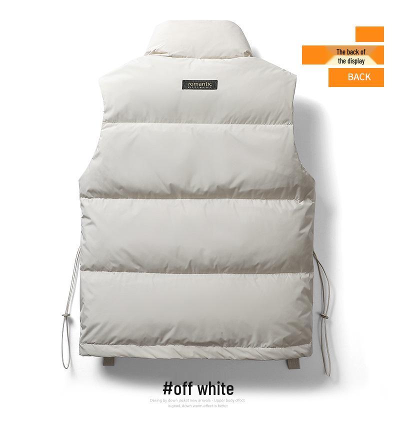 Men's Korean Style Stand Collar Duck Down Vest - Winter Solid Color Sleeveless Jacket