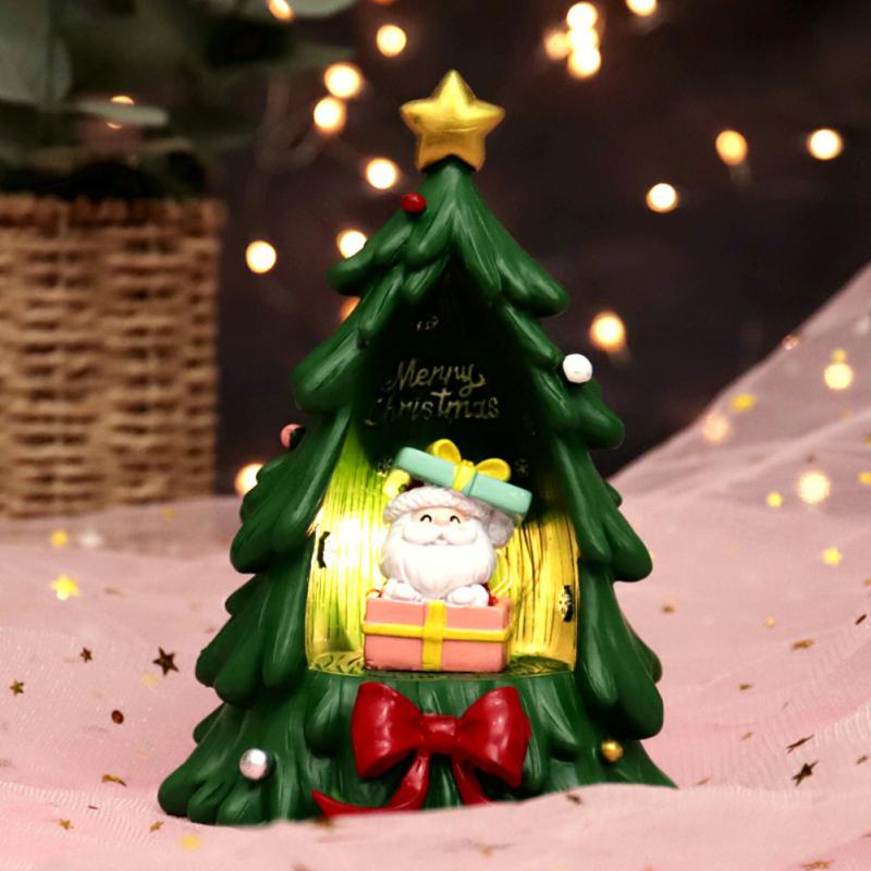 2025 Miniature Figurines Beautiful Mini Christmas Tree Elk Snowman Figurine Decor Compact Miniature Statue For Home