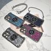 For iPhone 14 Pro Max Cover Glitter Powder Camera Design TPU Phone Case with Tote Strap
