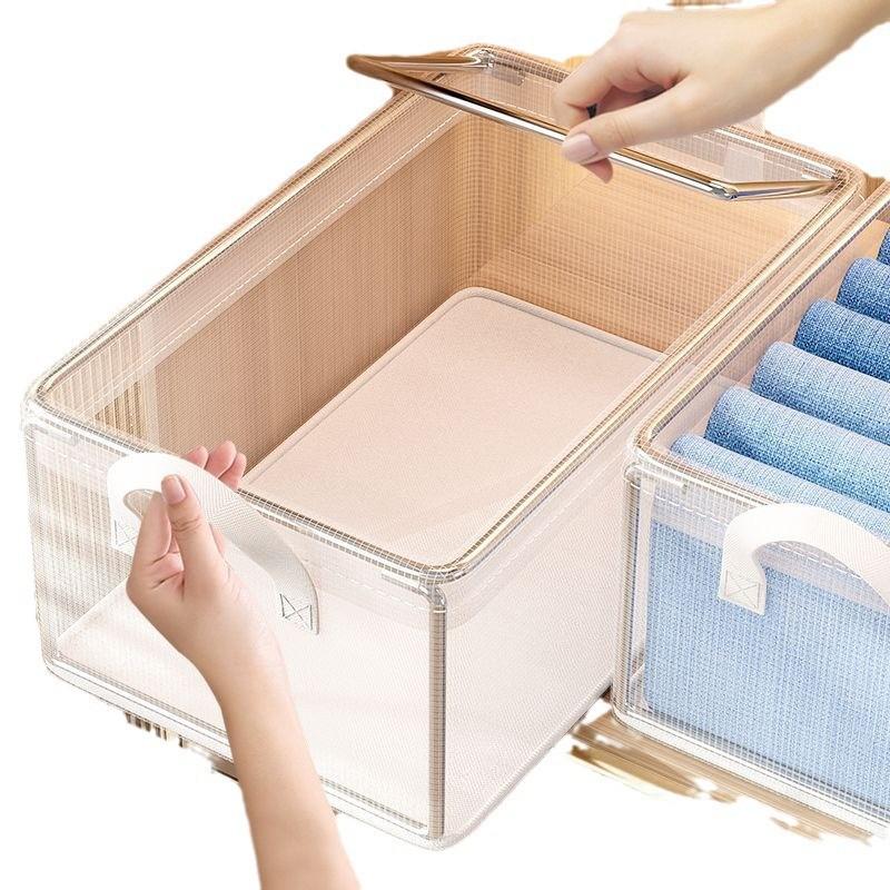 Transparent Clothing Storage Box with Lid for Dorms