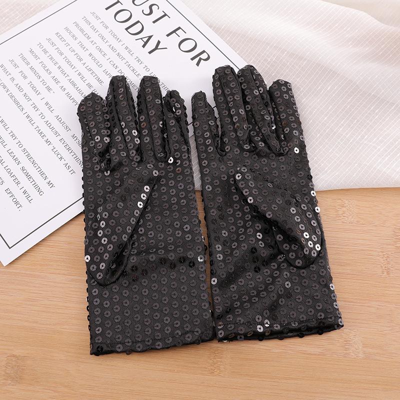 Adult Sparkling Glitter Stage Gloves Night Dance Performance Sequins Short Gloves Costume Cosplay Accessories