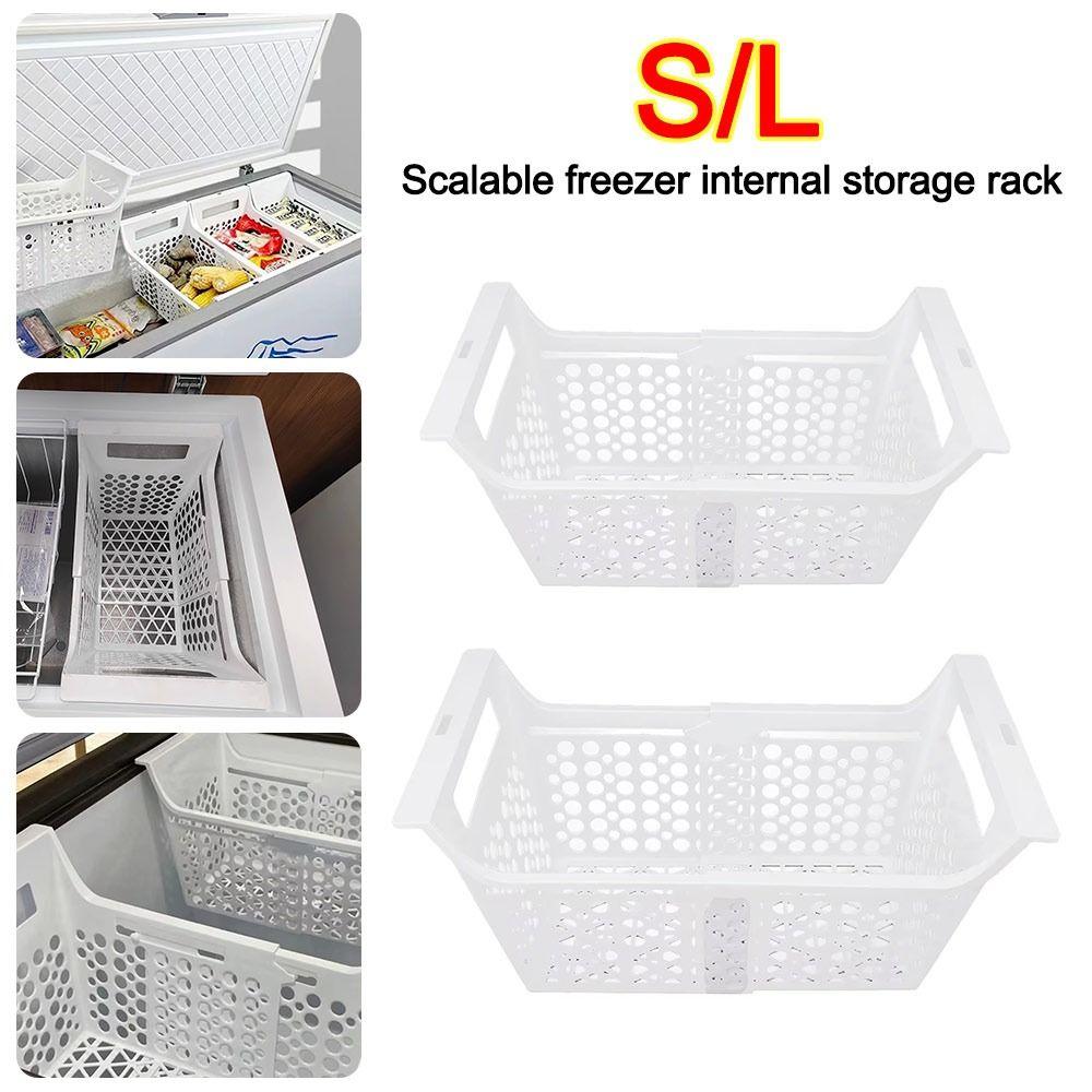 Double Doors Freezer Basket Retractable Refrigerator Basket New Refrigerator Storage Organizer