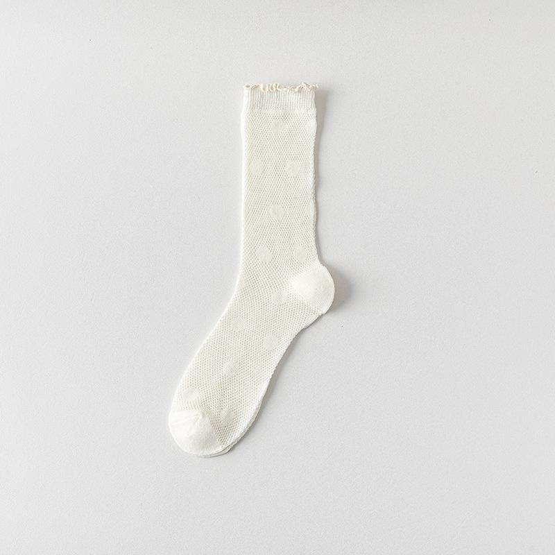 Women's Summer Thin Mesh Breathable Boneless Lace Mid Tube Cotton Socks
