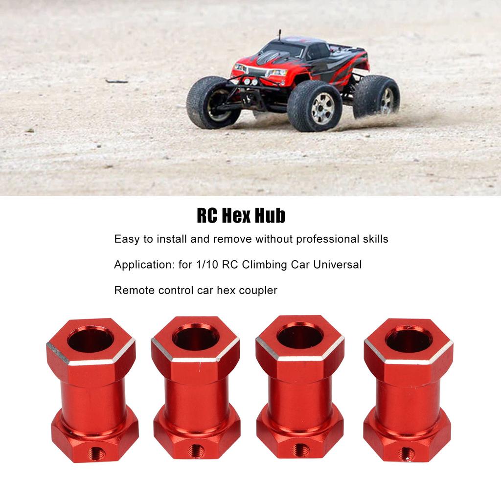 4 Pcs RC Wheel Hex Hub Aluminum Alloy Replacement 12mm Hex Hubs Extension Combiner for 1Celsius10 RC Climbing Car