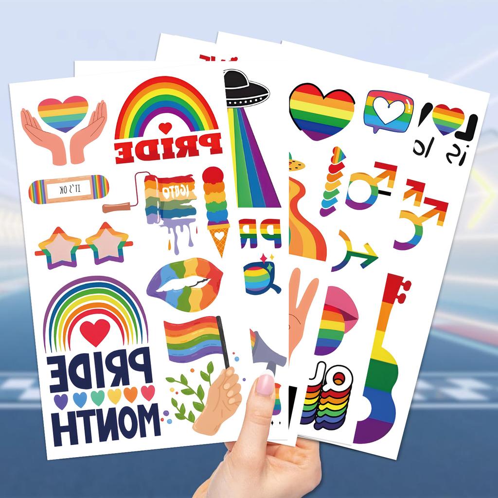 New Cartoon Rainbow Series Tattoo Stickers Can Waterproof Party Gift Funny Face Stickers