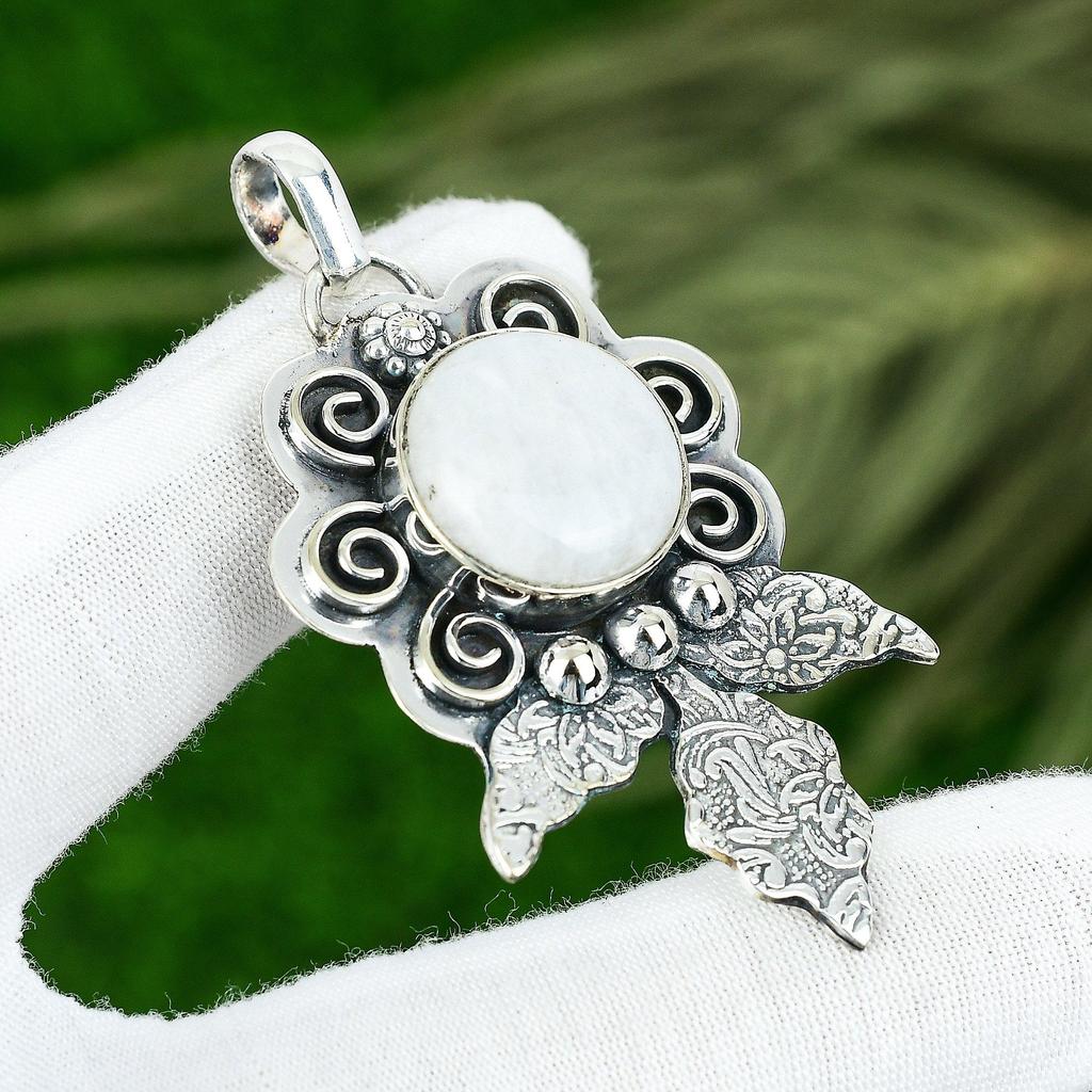 Friendship Day Deal Rainbow Moonstone Gemstone Pendant Jewelry Sterling Silver