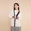 Tommy Hilfiger Classic American Vintage College Fashion Color-Block Button Loose V-Neck Comfortable Knit Sweater Women Sweater Off-White WW0WW39535