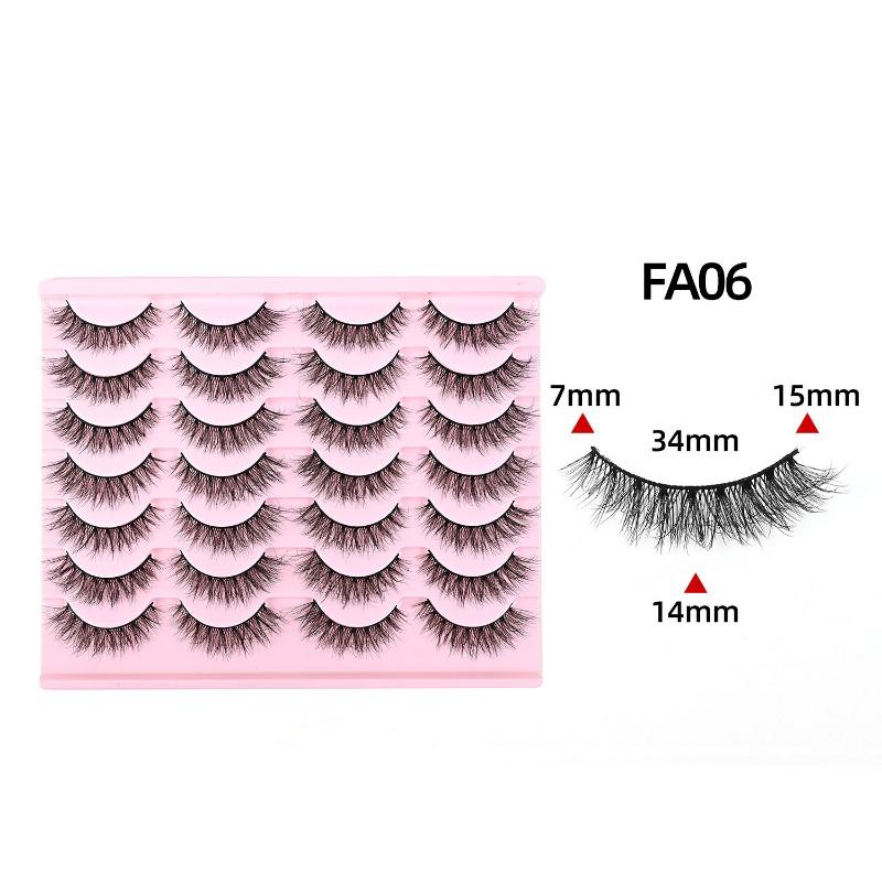Cross-border European and American Style Flared Lashes, 14 Pairs of Thick, Curled, Naturally Three-dimensional One-piece Lashes