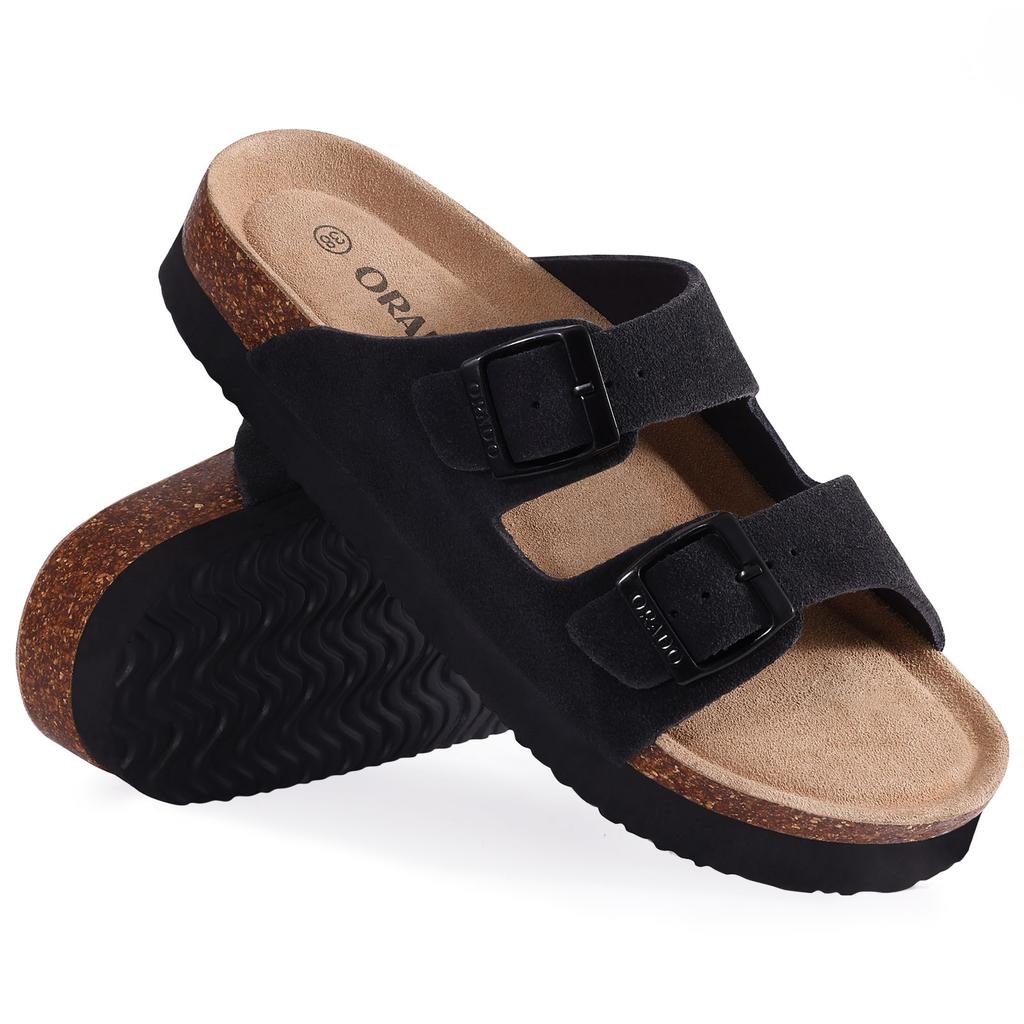 Fashion Kidmi New Fashion Women's Sandals Summer Cork Clogs Sandals Classic Women Mules Soft Suede Beach Slides With Adjustable Buckle