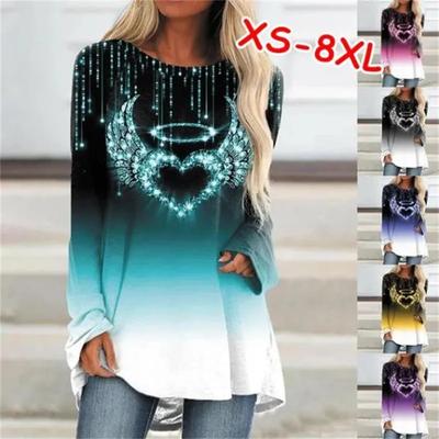 XS-7XL Donna Autunno e Inverno Vestiti Casual Maniche Lunghe Top Signore 3D Stampato Camicie Tunica Larga T-shirt Pullover Camicette