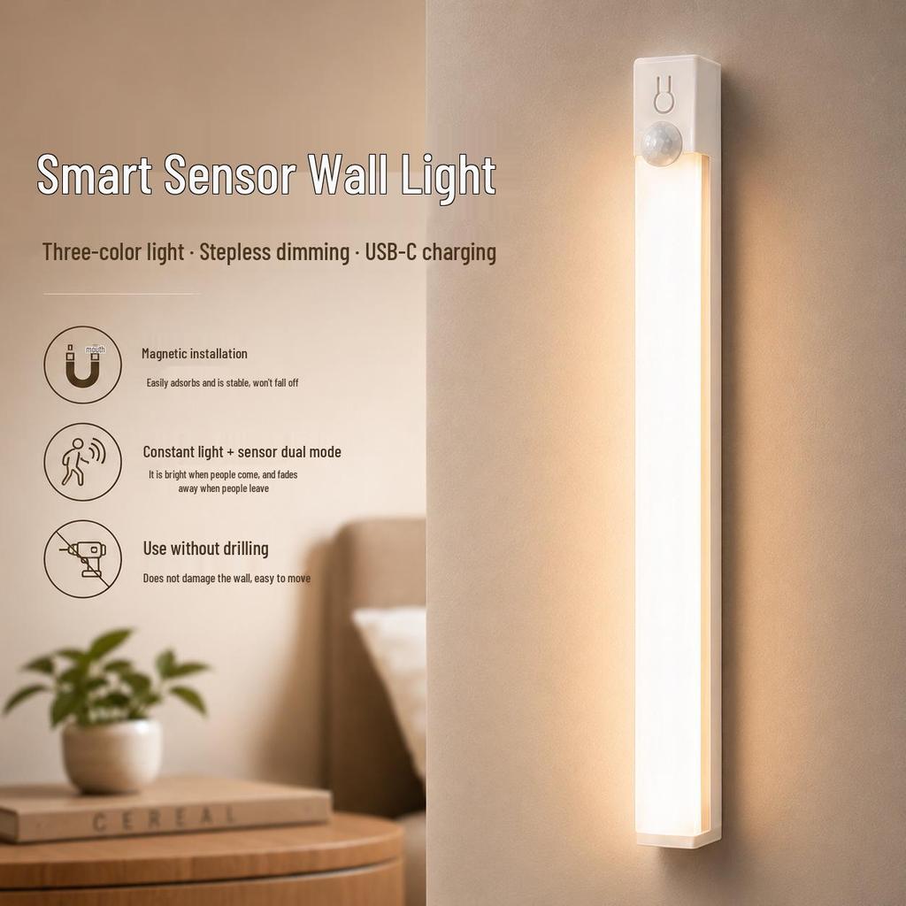 LED Smart Motion Sensor Dimmable Magnetic Wireless Rechargeable Night Light for Wardrobes