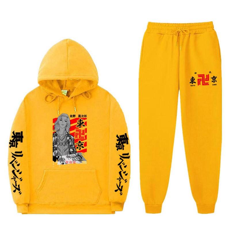 Mens Streetwear Hooded Sweatshirt Set Loose Fit Winter Warm Fleece Lined Casual Tracksuit