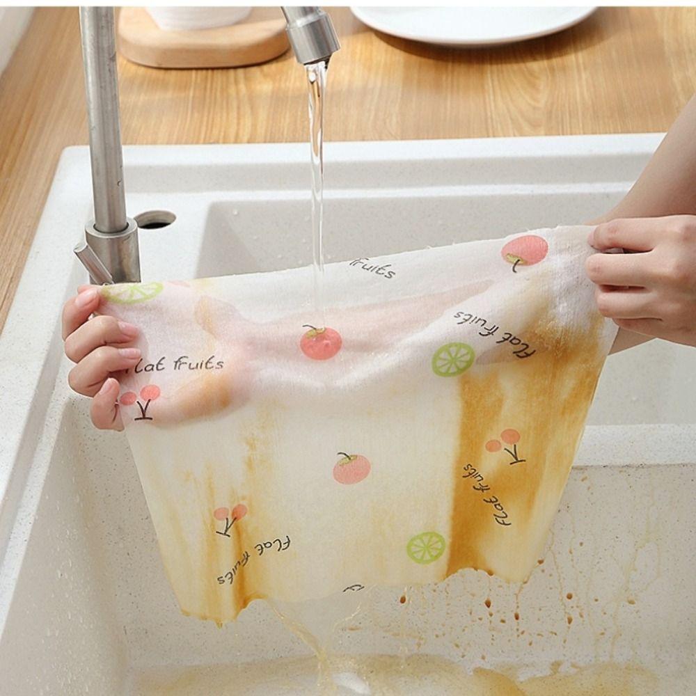 1Roll/400Sheets Non-woven Fabric Disposable Lazy Cleaning Rags Thickened Kitchen Towel Dishwashing
