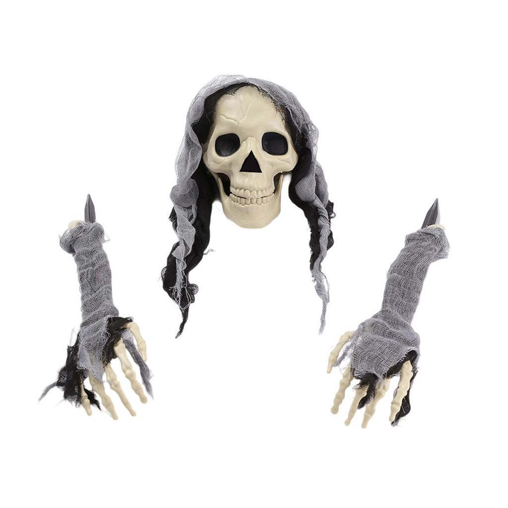 Halloween Ground Inserted Skull/ Ghost/ Head Three-piece Set Crawling Ghost/ Crawling Trick Simulation Arm Skull/ Site/ Decoration