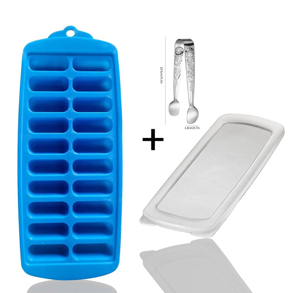 Långsmal Silikonform för Isbitar Pop Out Plastisbitsbricka med Lock Återanvändbar Isglassform Lättsläppt Barkitche