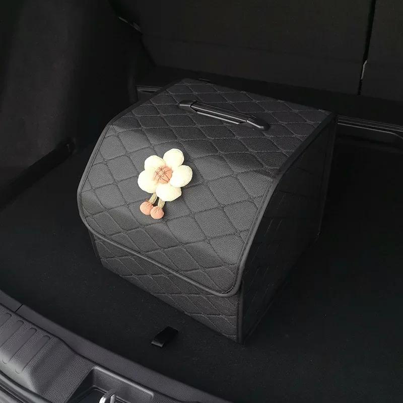 New Folding Emergency Leather Storage Box Car Trunk Storage Box Large Capacity Car Multi-purpose Tool Sorting And Storage Bag