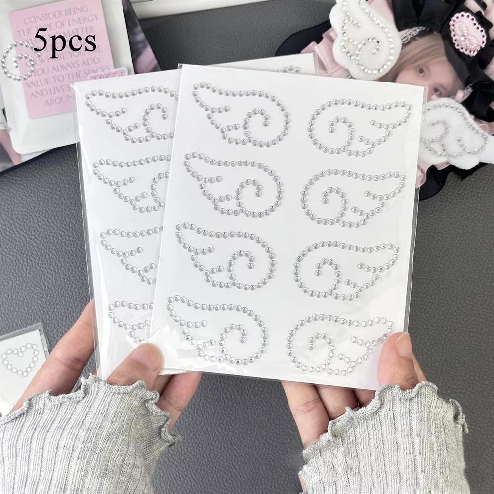 

3D Акриловые Ангельские Крылья Кристальные Наклейки 5 ШТ. DIY Декор Самоклеящиеся Каменные Поделки Рыбные Пирожные Блестящие Наклейки со Стразами Подарки