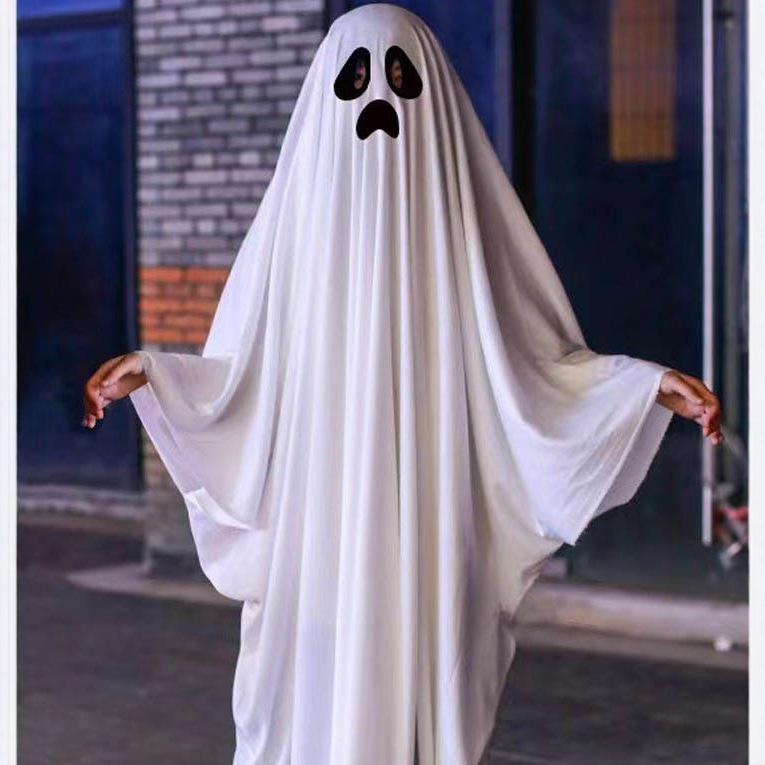Halloween Parent-Child Ghost Costume Set with Face Mask and Cloak