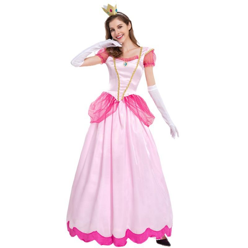Halloween costume, pink Peach Princess Mary Peach Blossom character stage dress, party queen dress S