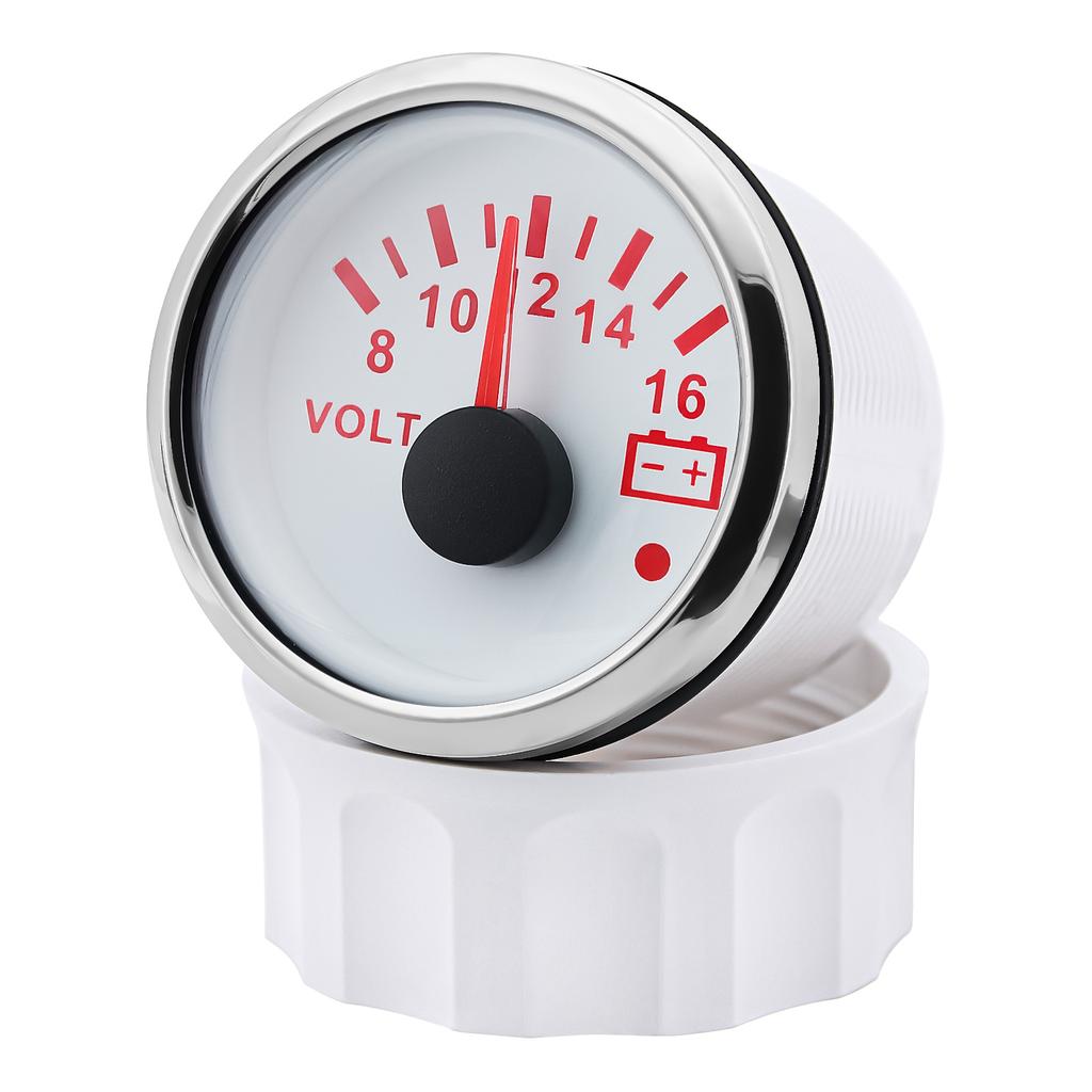 2" 52MM Voltmeter for Marine Boat Car 8-16V VOLTS with Warning Light 7Color Light Voltage Gauge Waterproof Auto Car Gauge Custom