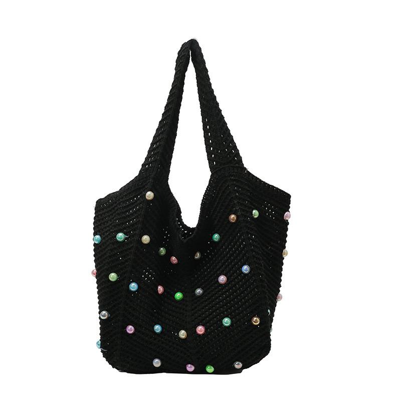 Baumwoll-Handstricktasche mit großer Kapazität und Schultergurt für Freizeit, Reisen und den täglichen Gebrauch