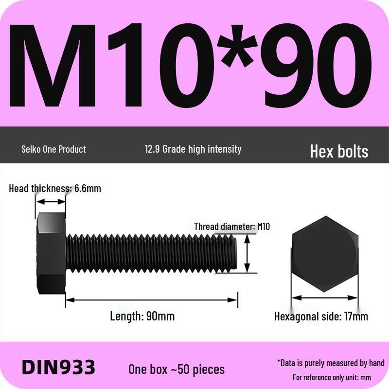 High Strength Class 12.9 Hex Bolt Set: M4-M16 Sizes