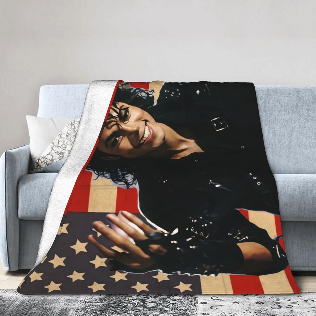 Patriotic Michael Jackson Flag Portrait Blanket Quality Soft Warm Throw Blanket Autumn Camping Bedroom Street Trend Bedspread