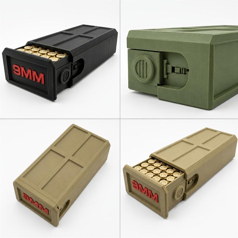 3D Printed 9Mm Ammunition Box 50-Round Compact And Durable Drawer With Side Lock Range Gear Perfect Dad/Grad Gift