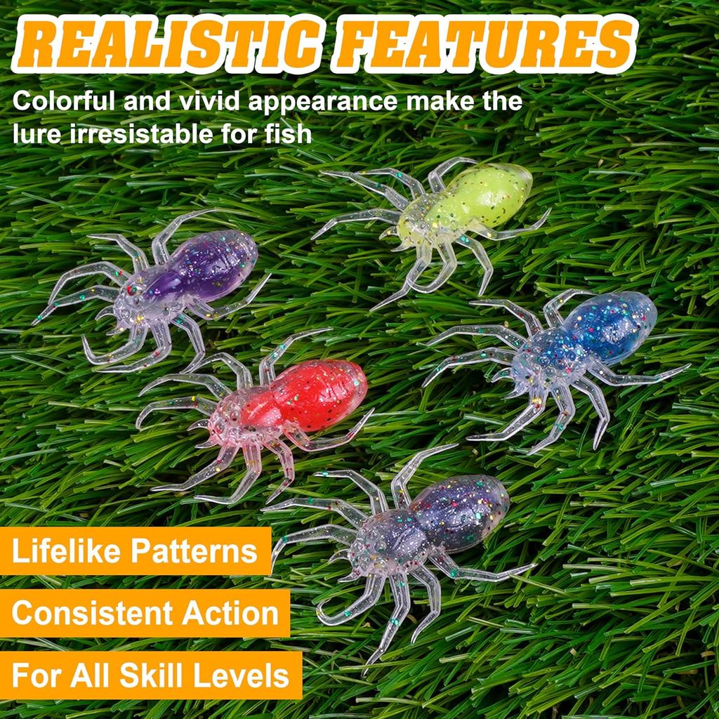 Sandwich Ragno Esca Morbida PVC+TPR Esche da Pesca 1.3g Esche Finte Esche Bioniche 5 Colori