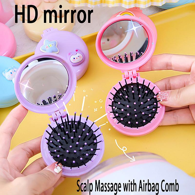Faltbarer Kamm für Damen Mädchen Haarbürsten mit Spiegeln Kleine Größe Haarkämme Reise tragbar Massage Styling Werkzeuge Zubehör
