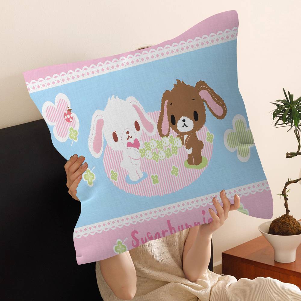 S-Sugarbunnies Office Cushion Pillowcase Car Cushion Cover45X45CM Lumbar Pillowcase Sofa Pillowcover