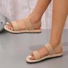Women's Elastic Band Flat Shoes - 2023 Summer Outdoor Roman Sandals, Imitation Straw Linen Design
