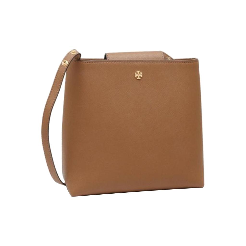 Tory Burch Emerson Double T Logo Minimalist Fashion Bucket Bag Women Shoulder Bag Brown 134840-909