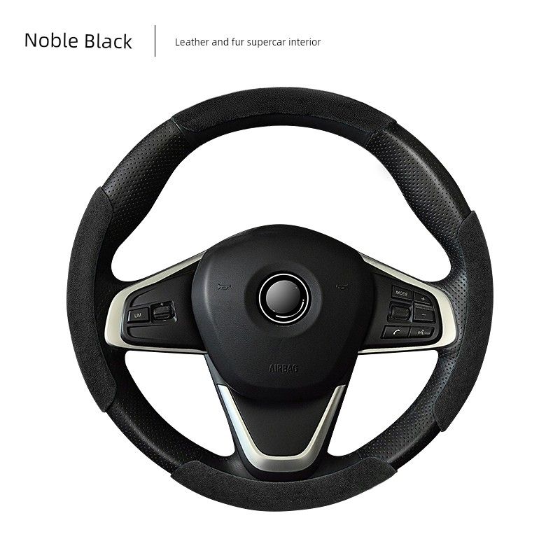 Car Steering Wheel Cover, Ultra-Thin Short Style, Suede, Winter Anti-Slip, Sweat-Absorbent, Unisex, Trendy Style, High-End Feel
