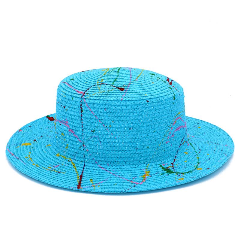 New graffiti straw hat spring and summer fashion paint Panama hat outdoor travel beach visor