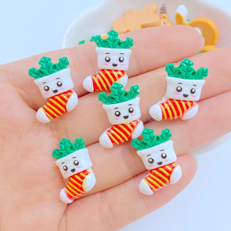 20 Stück Niedlicher Weihnachts-Schneemann, Weihnachtsmann, Lebkuchenmann, Weihnachtsbaum, Flache Rückseite, Harz, Scrapbooking, DIY, Schmuck, Dekoration, Zubehör