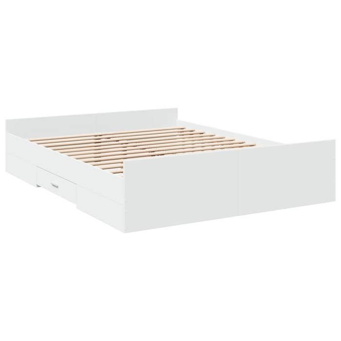 VidaXL Cadre de lit avec tiroirs blanc 150x200 cm bois d'ingénierie, lit, lit de rangement, cadre de lit double, lit double 3280286
