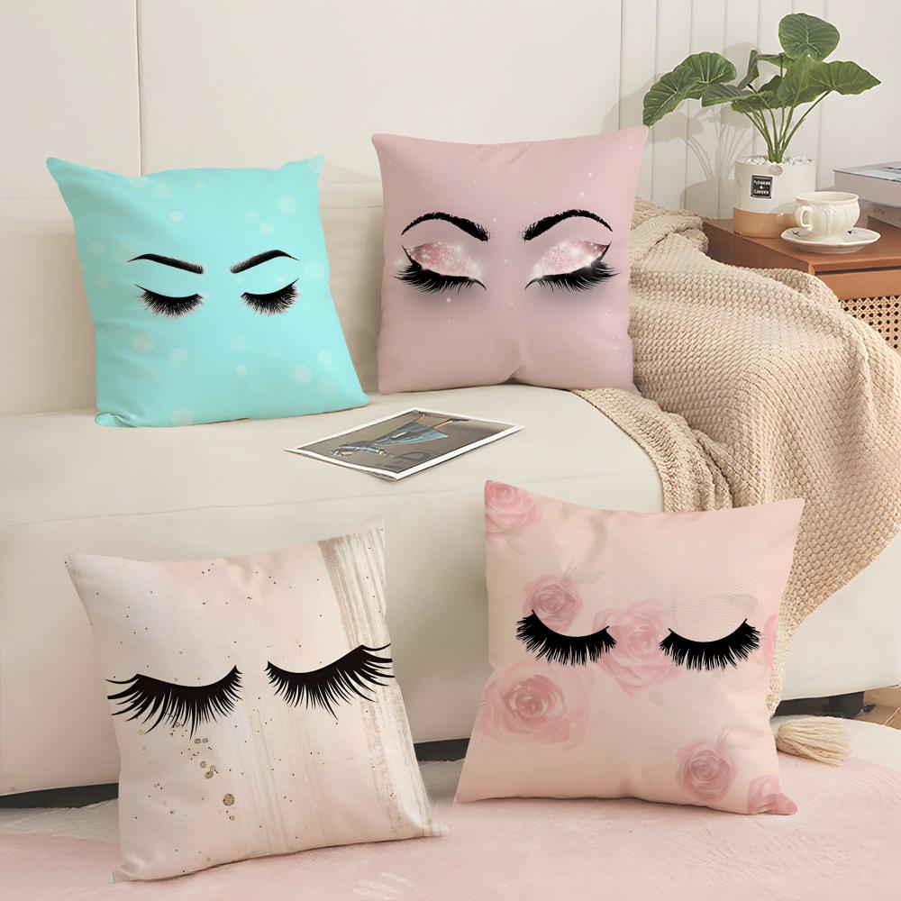 Beauty Makeup Eyelash Cushion Cover Soft Short Plush Pillow Cover Smooth Cozy Texture Aesthetic Cushion Case Home Decor