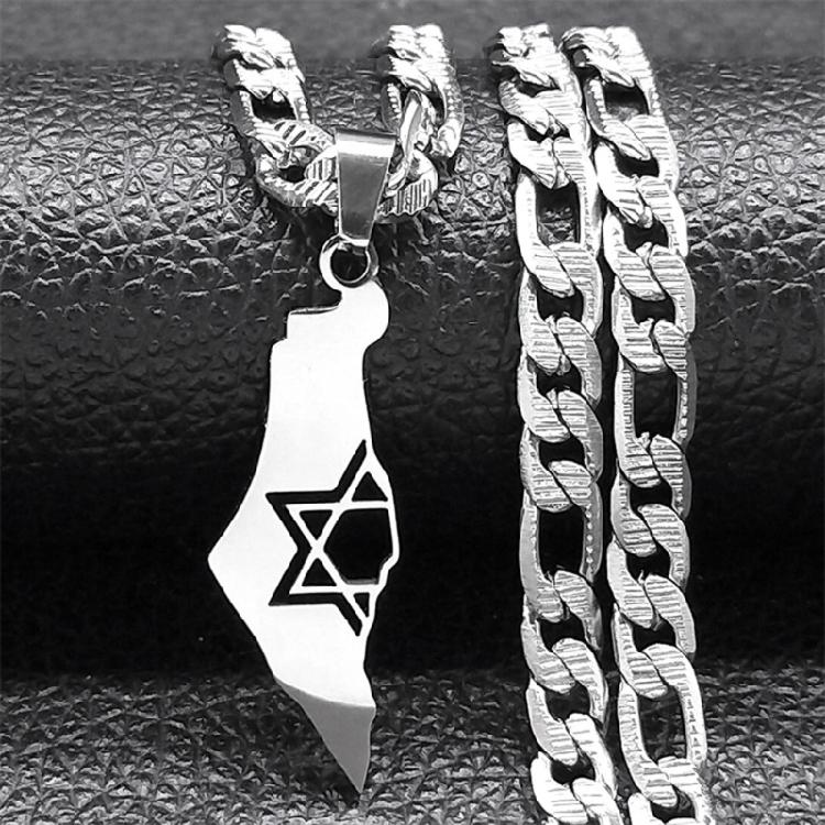Israel Country Map Pendant Necklace Personalized Clavicle Chain Neck Jewelry